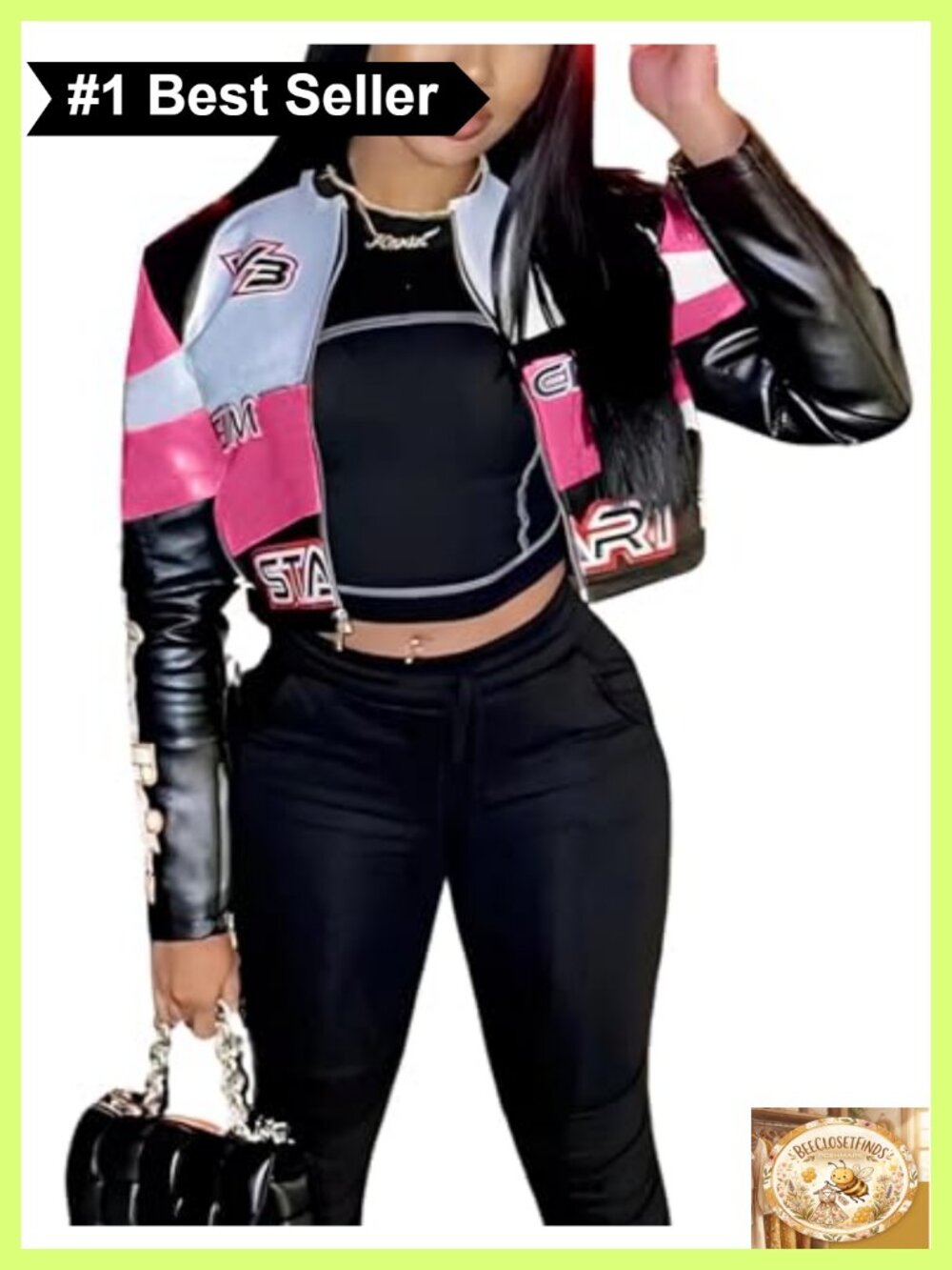 Womens Faux Leather Moto Biker Jacket Zip-Up Short Bomber Coat